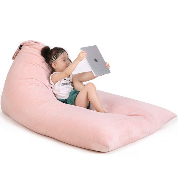 Jorbest Stuffed Animal Storage Bean Bag Chair for Kids and Adults, Luxury Velvet Stuffed Animal Bean Bag Storage, Cover Only(Sweet Pink 200L/52 Gal)