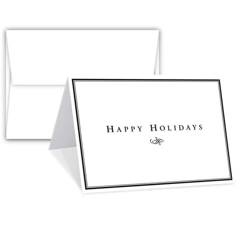 2025 Happy Holidays Greeting Cards – Minimalist Border Christmas, Xmas, New Year Greetings, Invitations, Thank You's, Small Business, Gift and Presents – 25 per Pack, Envelopes Included – 4.5" x 6"
