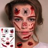 Halloween Face Temporary Tattoos 3D Bleeding Wound Mouth Tattoo Stickers Fake Scar Horror Eyes Spider Web Bullet Joker Tattoos for Adults Kids Makeup Kit for Day of the Dead Cosplay Party 9 Sheets