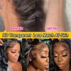 13x6 Body Wave Lace Front Wigs Human Hair Pre Plucked 24 Inch HD Transparent Glueless Lace Frontal Wigs Human Hair with Baby Hair 180% Density Brazilian Body Wave Wigs for Black Women Natural Color