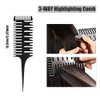 Fox Baby Hair Styling Comb,Highlighting Professional Styling Comb Metal Rat Tail Teasing Comb Dyeing Comb Foiling Comb for Home Hairstylist Barber Styling Weaving (4 Pcs Black)