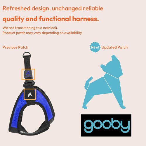 Gooby Escape Free Easy Fit Harness - Blue, Medium - No Pull Step-in Patented Small Dog Harness with Quick Release Buckle - Perfect On The Go No Pull Harness for Small Dogs or Medium Dog Harness
