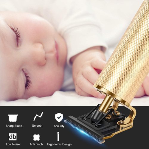 Hair Clippers for Mens Zero Gapped Cordless Hair Trimmer T-Blade Trimmer Professional Haircut & Grooming Kit Rechargeable Edgers Clippers Hair Trimmer Shaver Cutting Kit with LCD Display (Gold)