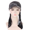 DINPREY Long Pretied Head Scarves for Women Bandana Turban Hat Chemo Cancer Headscarf Headwraps Headwear for bald women hair wraps (stripe,flower,Paisley - Black)