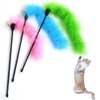 Hypeety 2 pcs Cat Toys Interactive Feather Wand Teaser Wand Feather Rod with Bells Cat Kitten Fun Interactive Toys (Random Color)