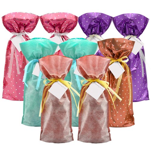 GiftMate Original 18pc Wine Bottle Drawstrings Gift Bag Set (9 Gift Bags and 9 Gift Tags)