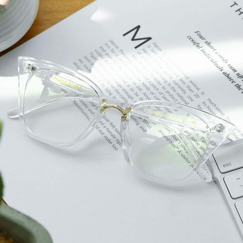 MORESHINE Cateye Anti Blue Light Blocking Computer Glasses Fashion Women Eyeglasses Frames Anti UV Clear Lens (Crystal)
