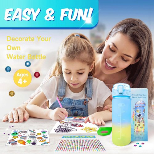 cviokrdu Decorate Your Own Water Bottle Kits for Boy Age 4-6-8-10-12,Water Bottle Diamond Art for Kids and Stickers for Kids,Crafts Girls Toys Birthday Christmas(Astronaut)