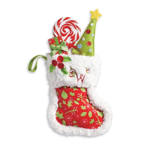 American Girl WellieWishers Stocking with Accessories for 14.5-inch Dolls with a White Fleece Trim Holiday-Print Stocking, Gift Box, Felt Tree Ornament, Ages 4+