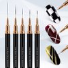 MUIIGOOD Nail Art Liner Brushes, 5Pcs Liner Brush For Nails, Painting Nail Art Brush Set Dotting Drawing Tool for Long Lines, Thin Details, UV Gel Polish Painting, Fine Drawing 7/9/11/15/25mm(Black)