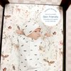 Pack n Play Sheets FItted 2 Pack, Stretchy Ultra Soft Jersey Knit Pack and Play Sheets, Universal Fitted Portable/Mini Crib Mattresses Snug and Safe, Beautiful Blush Pink Floral and Cute Animals Print