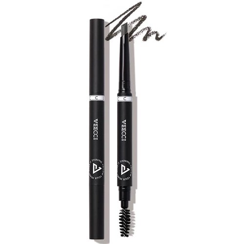 VEECCI Diamond Eyebrow Pencil - Quick Fill, Smudge-Proof, Nourishing Formula for Effortless Brows| Flexible Brush Head, Natural & Waterproof Microblading Brow Pen for Women | Precision Tip(Black)