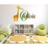 Giraffe Custom Name Wall Decal - Personalized Giraffe Wall Art Sticker - Boys and Girls Wall Decor - Nursery Wall Decal for Bedroom playroom Decoration (Wide 20"x14" Height)