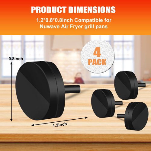 Air Fryer Rubber Bumpers for Nuwave Brio, 4 Pieces Reusable Replacement Heat Resistant Food Grade Air Fryer Silicone Rubber Feet Tabs Tips Parts Accessories for Nuwave Brio 6 IN 1 8QT 7 IN 1 7.25 QT