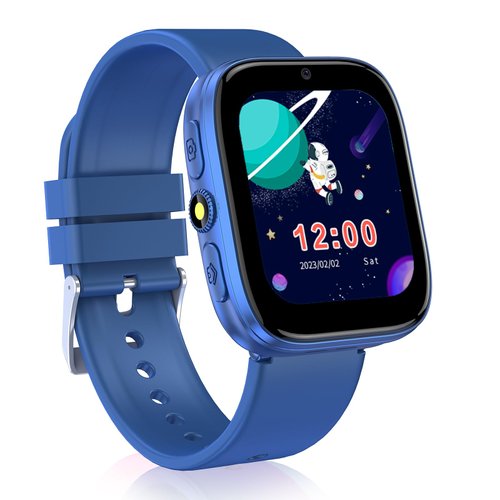 WISYME Kids Smart Watches for Girls Boys with Puzzle Games/Habit Tracking/Audio Book/Learn Card, HD Touch Screen Pedometer Camera Alarm Clock Educational Birthday for Ages 4-12 (Blue)