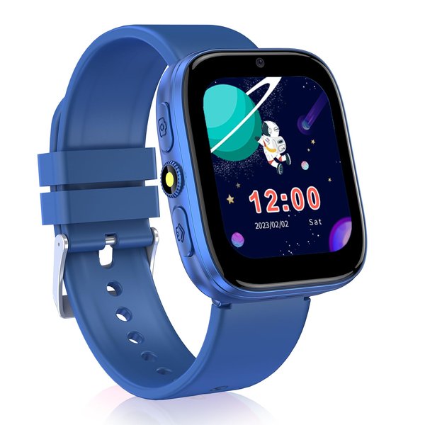 WISYME Kids Smart Watches for Girls Boys with Puzzle Games/Habit Tracking/Audio Book/Learn Card, HD Touch Screen Pedometer Camera Alarm Clock Educational Birthday for Ages 4-12 (Blue)