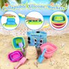 TSDATOWR Collapsible Beach Buckets for Kids, Foldable Sand Buckets and Shovels with Mesh Beach Bag, Silicone Beach Sand Pails for Beach Travel, Beach Toys Sand Toys for Kids & Toddlers (3 Buckets)