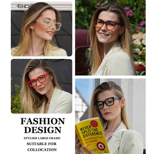 Eyekepper 4 Pack Ladies Computer Glasses Oversized Square Design Blue Light Filter Readers +2.00