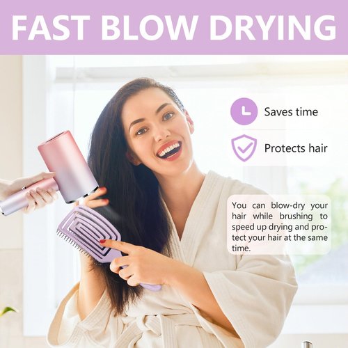 Daily Gard Detangling Brush, Dry and Wet Vented Detangler Hair Brush for Women and Men, Professional Paddle Curved Styling Hairbrush for Straight/Curly/Thick/Long/Wavy/Damaged Hair, Purple