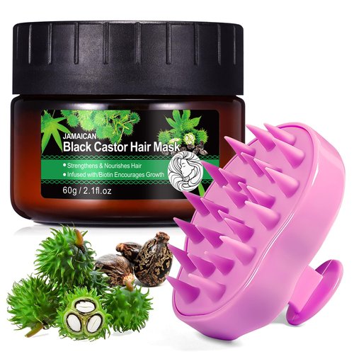 BDVCGWQ Jamaican Black Castor Oil Hair Mask - Intense Repair Hydrating Masque for Dry, Damaged Hair with Scalp Massager