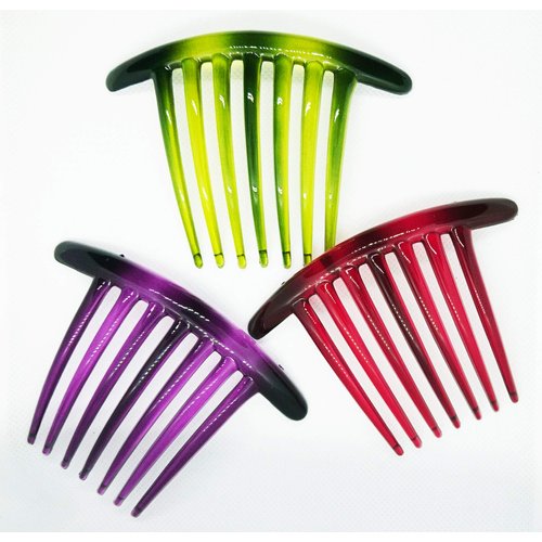 SIDE COMB 3 PCS FRENCH TWIST HAIR COMB MIX COLER (Marble) TWO TONE MIX 7 TOOTH IT DELUXE.
