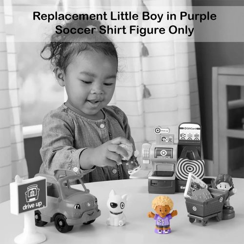 Fisher-Price Replacement Part for Collectible Little People Target Run Dollhouse Playset HXX97 - Replacement Little Boy in Purple Soccer Shirt Figure