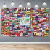 World Flag Banner, 5x3ft Fabric Country Flags Backdrop International Flags Banner Backdrop with Grommets for Birthday Party Decorations Office School Classroom Wallpaper Event Decorations