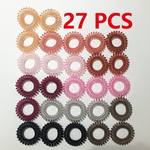 RN BEAUTY 27 PCS Spiral Hair Ties Phone Cord Hair Ties Coil Hair Ties 9 Ombre Colors Waterproof Elastic Traceless Ponytail Holder Coil Hair Bands Accessories Diam. 1.58inch(4cm) No Crease Hair Coils