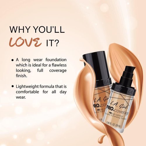 L.A. Girl Pro Coverage Liquid Foundation, Bronze, 0.95 Fl Oz
