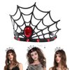 Dzrige Halloween Spider Web Headband,Spider Web Crown Headdress,Black Spider Web Hair Hoop with Red Rhinestones,Halloween Costume Accessories for Women Girls Kids Cosplay