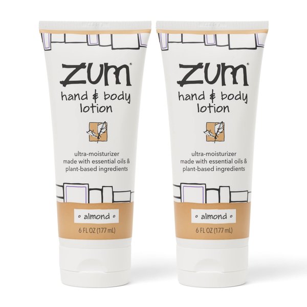 Zum Indigo Wild Hand & Body Lotion - Natural Hand Lotion for Dry Hands - Body Lotion for Women & Men - Body Moisturizers Include Shea Butter, Jojoba Oil & More - Almond Scent - 6 fl oz (2 Pack)