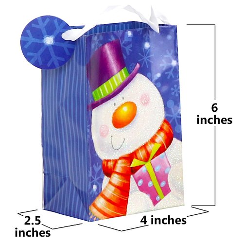 Iconikal Printed Christmas Design Gift Bags, Small, 20-Count