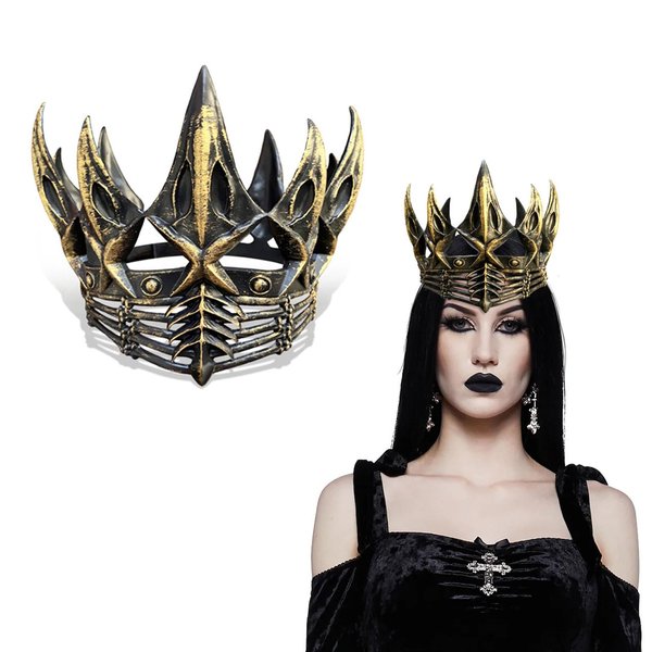 mdgfge Halloween Gothic Crow Crowns Darkness Witcher Crowns Queen Tiara Headpiece for Halloween Cosplay Party Women Men Accessories