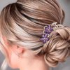 Bohend Rhinestone Hair Comb Flower Crystal Hairpieces Wedding Hair Accessories Jewelry for Women and Girls (Purple)