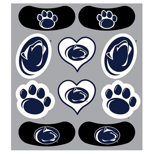 Penn State (PSU) Nittany Lions – Waterless Peel & Stick Temporary Tattoos – 10-Piece Combo – 6 Spirit Tattoos & 4 Eye Strips