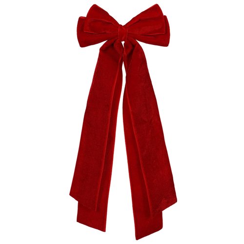 Red Velvet Hair Bow Clips with Long Tails, Vintage French Women Girls Bowknot Hair Ribbon, Boutique Fall Winter Hair Accessories