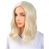 BERON Blonde Wigs 14 Inch/35 cm Women Girls Short Curly Wavy Side Part Hair Wig Light Blond Color Shoulder Costume Cosplay or Daily Used Wigs Rose Net with Wig Cap