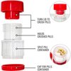 HealthSmart Pill Crusher and Grinder, Crushes Vitamins and Tablets, Holds Up to 2 Pills, With Ergonomic Grips, Red