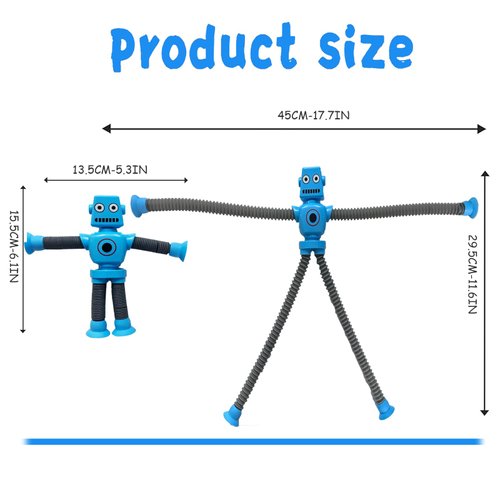Shape Changing Robot Toy, Suction Cup Toys,Telescopic Pop Tubes Fidget Toys,Autism Sensory Toys for Kid Boys 12pcs