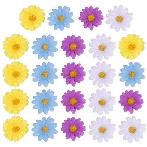 Framendino, 24 Pack Daisy Clip Flower Clips Small Sunflower Hairpins Bridal Accessories for Women Girls Beach Wedding Decor (4 Colors)