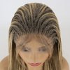 BTWTRY Braided Synthetic Lace Front Wigs for Women Ombre Honey Blond Heat Resistant Fiber Hair Micro Braided Hair Box Braids Wig African American Hair (24inch, 4T/Honey Blonde)
