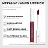 Wugbc Lip Combo Kit, Metallic Lipstick for Women Long Lasting Matte Lip Liner Pencil Shimmer Lip Gloss Stick Glitter Non Stick Cup Dark Red Lip Color Makeup Transfer Proof Pearl Daily Shinning