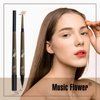 Music Flower 3 Pcs Eyebrow Pencil Set, with 2 Dual Ended Waterproof & Long Lasting Liquid Eyebrow Pen and with 1 Eyebrow Brush, Brown