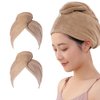 AGKXHDEC Microfiber Towel, Hair Turbans for Wet Hair, Drying Hair Wrap for Women(The Color of The Picture is for Reference only) (Brown,Brown)