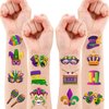 Mardi Gras Temporary Tattoos Fat Tuesday 101 PCS Sticker for Kids Masquerade Celebration, New Orleans, Birthday Decorations, Festival, Carnival Themed Party Favors Supplies Cute Kids Gifts Ideal