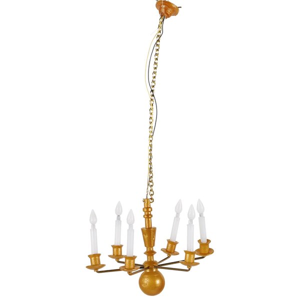 GANAZONO Dollhouse 6 Arm Candle Chandelier LED Miniature Wall Lamp Dollhouse Furniture Accessories Mini Bedroom Decor for Garden Sandbox Dollhouse Gold