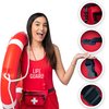ASA TECHMED Lifeguard Fanny Pack with Whistle Lanyard - Baywatch Style First Aid Hip Pack w/Adjustable Strap, Cross Logo + Zipper Pouch, Emergency Equipment Set Red