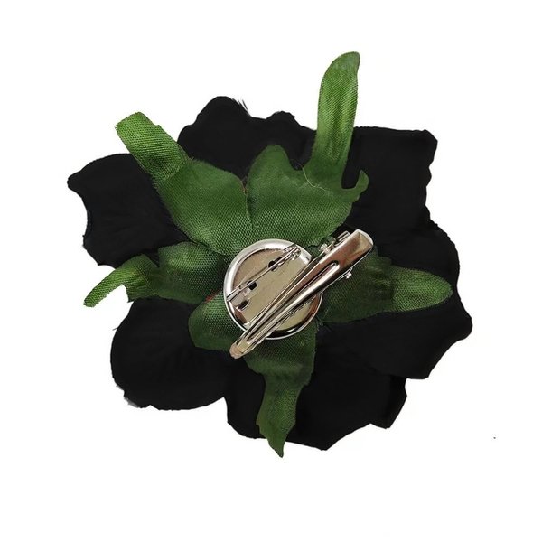 opdypcs 4 Pieces Rose Flower Hair Clips Fabric Hairpin Rose Brooch Pins Flower Floral Clips Mexican Hair Flowers Headpieces for Women Girl Bridal Halloween Mother's Day (Black+Dark Red)