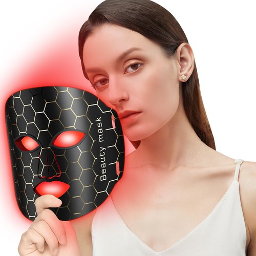 RANUDYA Blue Red Light Therapy Mask for Face, 7-1 Colors Led Face Mask Light Therapy At Home, 650nm Red LED Facial Skin Care Mask