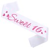 HUBEISIYU Sweet 16 Birthday Sash, 16th Bday Sash Gift Ideas for Girl Funny 16th Birthday Party Decorations Suppiles, White+ Pink(Sweet 16)